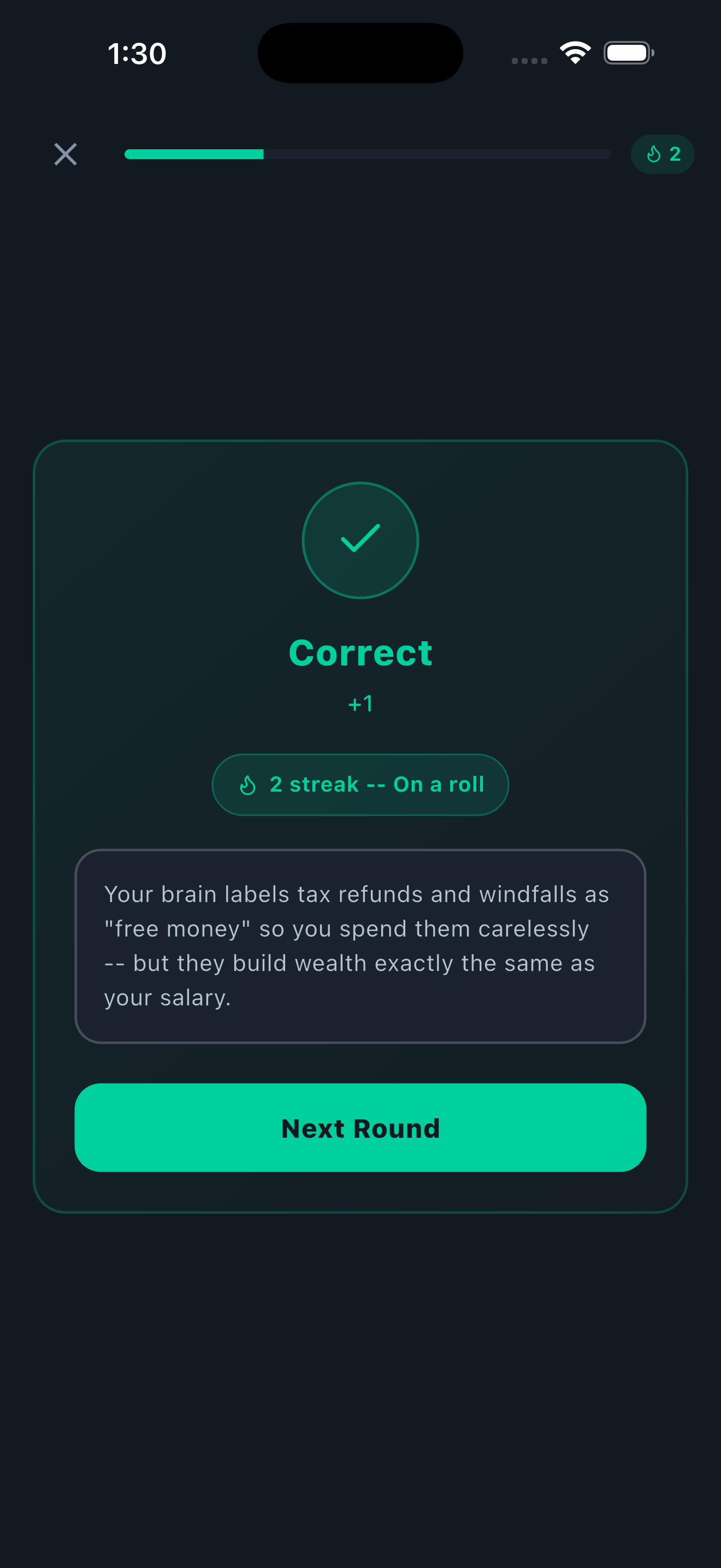 Revision tab with quick-fire quizzes